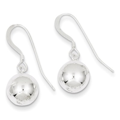 10mm Diamond Cut Bead Dangle Earrings Sterling Silver QE4896, MPN: QE4896, 883957934006