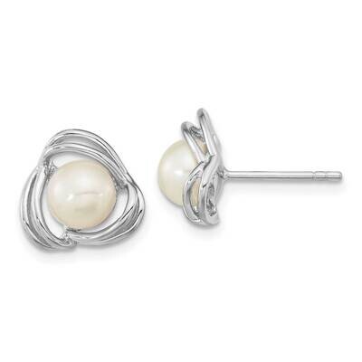 6-7mm White Button Post Dangle Earrings Sterling Silver Rhodium-Plated QE16346, MPN: QE16346, 19690…