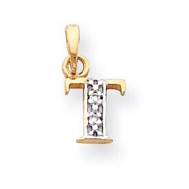 Polished .01ct Diamond Initial T Charm 14K Gold &amp; Rhodium YC250T, MPN: YC250T, 883957323565