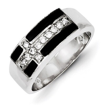Sterling Silver Enameled Diamond Ring QR1219-8
