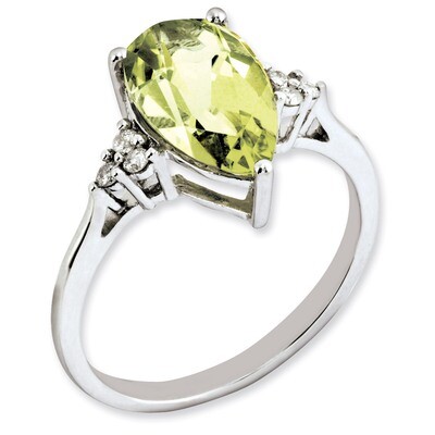 Lemon Quartz Ring Sterling Silver Diamond QR3083LQ, MPN: QR3083LQ, 883957403953