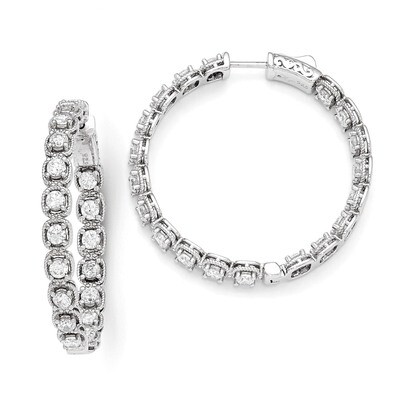 CZ In and Out Hoop Earrings Sterling Silver Rhodium-plated QE11263, MPN: QE11263, 886774727172