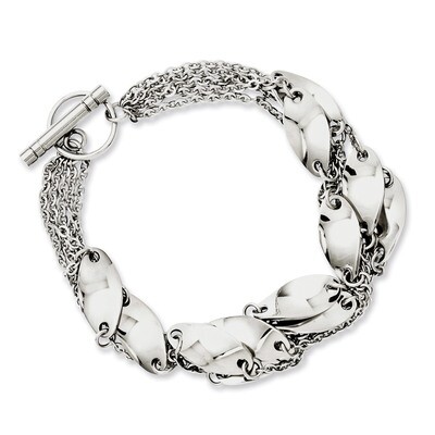 Polished Swirl 8 Inch Toggle Bracelet Stainless Steel SRB1075-8
