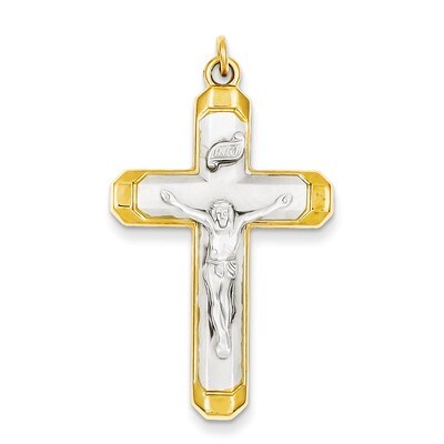 Polished Vermeil Corpus Cross Pendant Sterling Silver Satin QC7339, MPN: QC7339, 883957529356