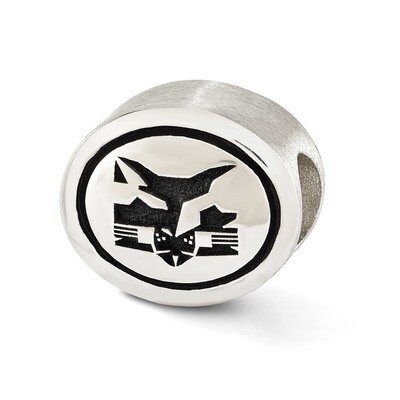 Antiqued New York University Collegiate Bead Sterling Silver QRS3302