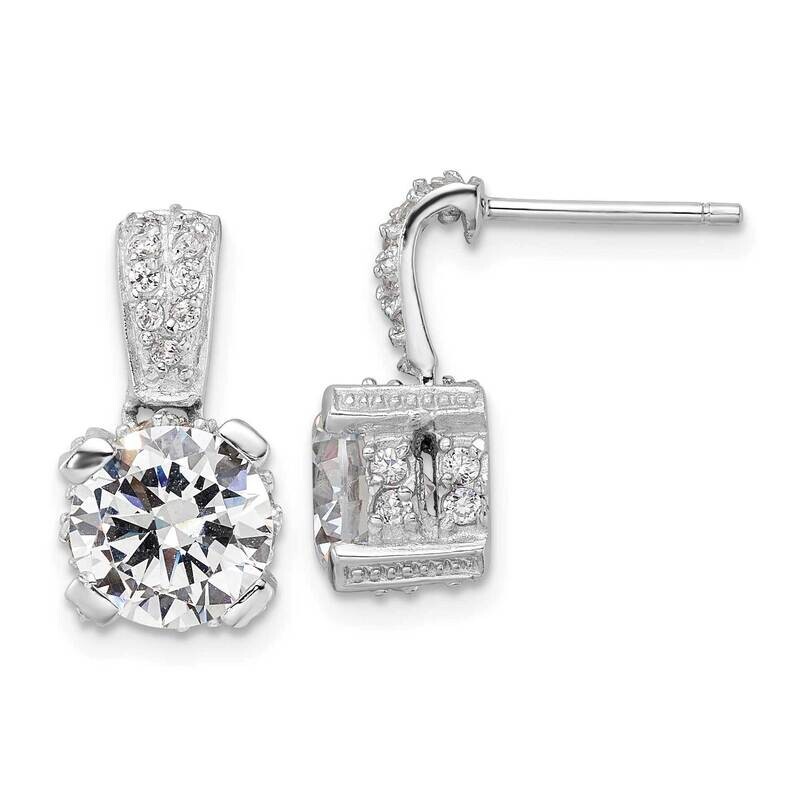 Cheryl M Rhodium-Plated White CZ Diamond Drop Post Earrings Sterling Silver QCM1461, MPN: QCM1461, …