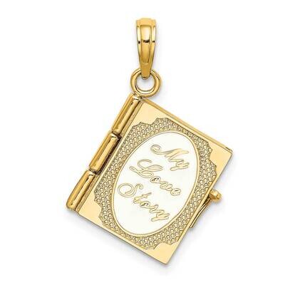 Moveable My Love Story Book Pendant 14k Gold Polished Enameled K6894, MPN: K6894, 637218129607