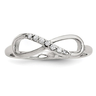CZ Infinity Ring Sterling Silver Rhodium-plated QR5885-10, MPN: QR5885, 886774373157