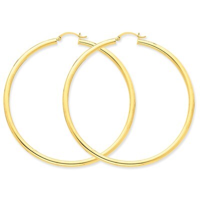 3mm Light Tube Hoop Earrings 14k Gold T946L, MPN: T946L, 883957288031