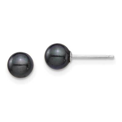 5-6mm Round Black Saltwater Akoya Earrings 14k White Gold XFW689E, MPN: XFW689E, 191101799952