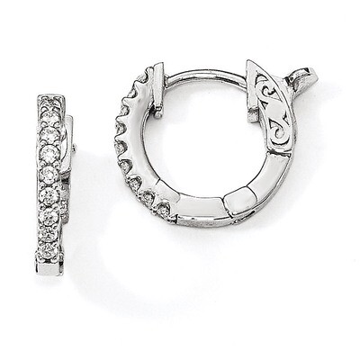 CZ In &amp; Out Hoop Earrings Sterling Silver Rhodium-plated QE13011, MPN: QE13011, 886774727141