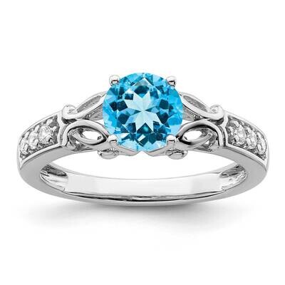 Blue Topaz and Diamond Ring 14k White Gold Polished RM8182-BT-109-WA, MPN: RM8182-BT-109-WA,