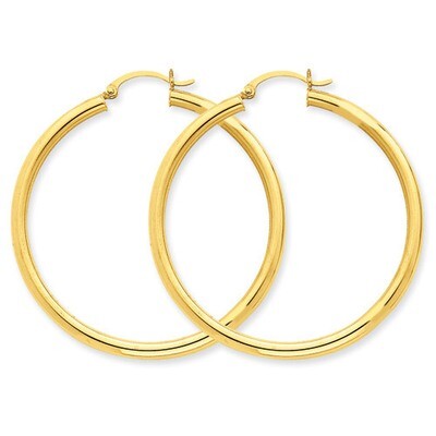 3mm Light Tube Hoop Earrings 14k Gold T942L, MPN: T942L, 883957287959