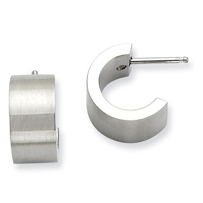Brushed &amp; Polished Post Hoop Earrings - Stainless Steel SRE391 by Chisel, MPN: SRE391, 886774039169