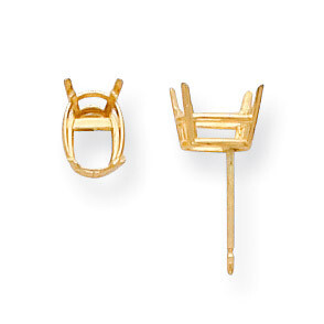 Oval 4-Prong 5 x 3mm Lightweight Post Earring Mounting 14k Gold YG379-1