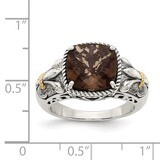 Smokey Quartz Ring Sterling Silver &amp; 14k Gold QTC920, MPN: QTC920, 883957467047