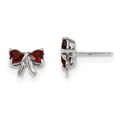 Garnet Bow Post Earrings 14k white Gold Polished XBS550, MPN: XBS550, 191101168482