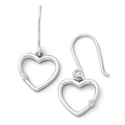 Heart Earrings Sterling Silver Diamond QW311, MPN: QW311, 886774234168