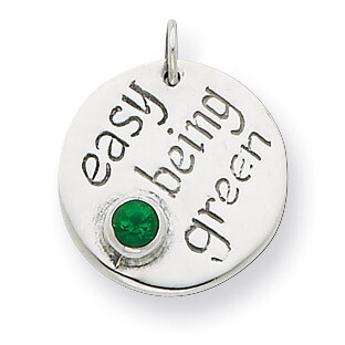 Easy Being Green CZ Charm Sterling Silver QC7105
