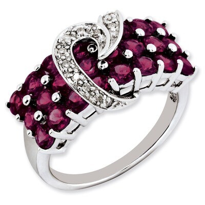 Rhodolite Garnet &amp; Diamond Ring Sterling Silver QR2906RG, MPN: QR2906RG, 883957436821