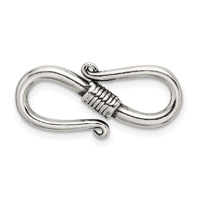24.3 x 11.2mm Antiqued S Hook Sterling Silver SS3486, MPN: SS3486,