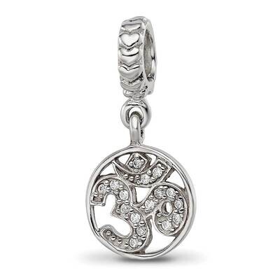 CZ Om Symbol Dangle Bead Sterling Silver QRS4240, MPN: QRS4240,