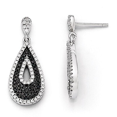 Teardrop Dangle Post Earrings Sterling Silver &amp; Cubic Zirconia QMP706, MPN: QMP706, 883957543253