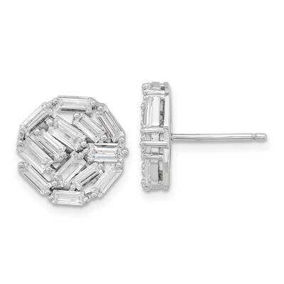 Cheryl M Rhodium-Plated Baguette CZ Diamond Post Earrings Sterling Silver QCM1508, MPN: QCM1508, 88…