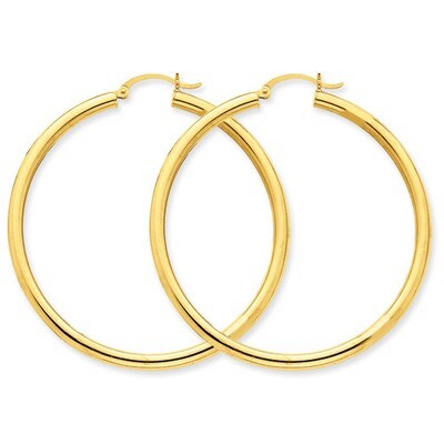 3mm Light Tube Hoop Earrings 14k Gold T943L, MPN: T943L, 883957287973