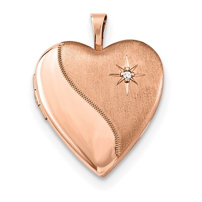 20mm Diamond Heart Locket Sterling Silver Rose Gold-plated QLS738, MPN: QLS738,