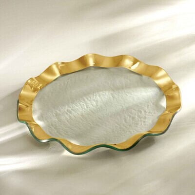 Annieglass Ruffle Gold Dinner Plate 11 Inch, MPN: G136, UPC: