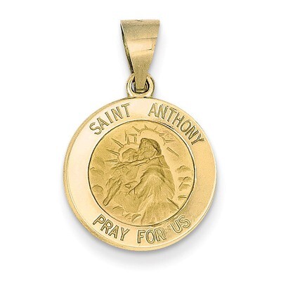 Saint Anthony Medal Pendant 14k Gold Polished and Satin XR1287, MPN: XR1287, 886774619392