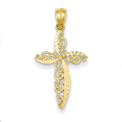 Scroll Design Cross Pendant 14k Gold REL119, MPN: REL119, 886774619088