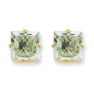 8mm Square Green Quartz Earrings 14k Gold XE64CG, MPN: XE64CG, 883957094724