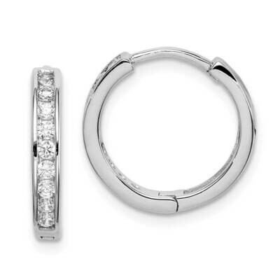 3x16mm Hinged Hoop Earrings Sterling Silver Rhodium-plated CZ Diamond QE15107, MPN: QE15107, 886774…