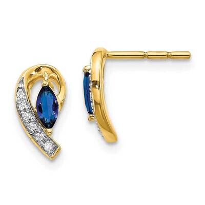 Diamond &amp; Sapphire Earrings 14k Gold EM5592-SA-005-YA, MPN: EM5592-SA-005-YA, 883957445472