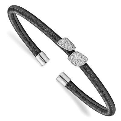 Leslie&#39;s Rhodium CZ Leaf Cuff Bangle Sterling Silver Rhodium HB-QLF899, MPN: QLF899, 191101752544