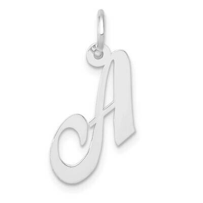 Fancy Script Initial A Charm 10k White Gold Small 10YC651A, MPN: 10YC651A,