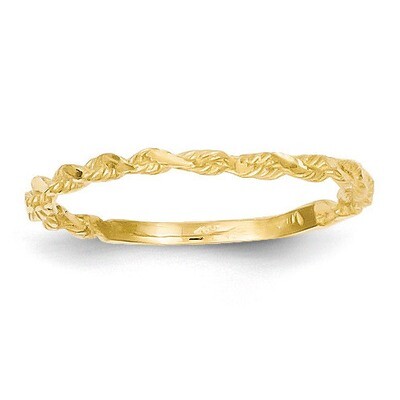 Textured Rope Band Ring 14k Gold Diamond-cut R543, MPN: R543, 191101370311