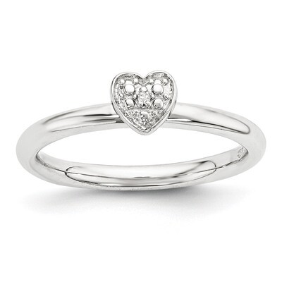 Diamond Heart Ring Sterling Silver Polished QSK1867, MPN: QSK1867, 886774377131