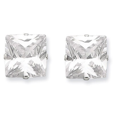 10mm Square Diamond 4 Prong Stud Earrings Sterling Silver QE7506, MPN: QE7506, 883957542782