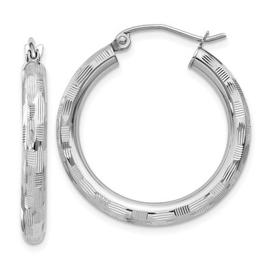 Textured Hoop Earrings 14k white Gold TF626, MPN: TF626, 886774731780