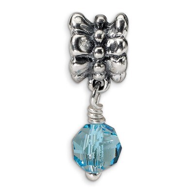 Blue Swarovski Elements Dangle Bead - Sterling Silver QRS538, MPN: QRS538, 883957724492