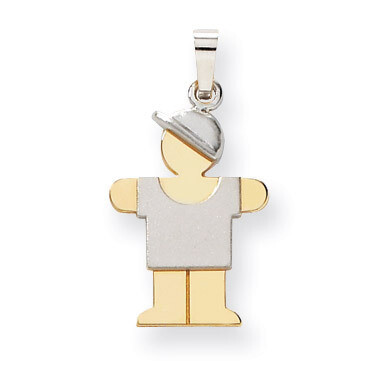 Boy with Hat on Right Engravable Charm 14k Two-tone Gold Small XK210, MPN: XK210, 883957377346