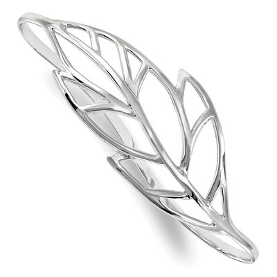 Leaf Palm Bangle Sterling Silver Rhodium-plated Polished QB1118, MPN: QB1118, 191101856532
