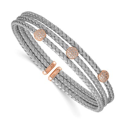 Leslie&#39;s CZ Flexible Cuff Sterling Silver Rose Gold Plated HB-QLF1060, MPN: QLF1060, 191101878985
