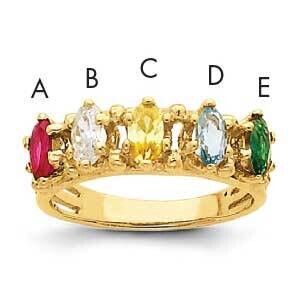 5 Synthetic Stone Family Ring 14k Yellow Gold XMR52/5SY, MPN: XMR52_5--6, 883957161532