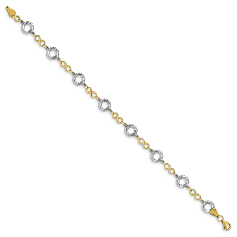 Leslie&#39;s Textured Infinity Bracelet 10k Two-tone Gold Polished HB-10LF586-7.5, MPN: 10LF586-7.5, 19…