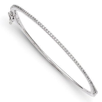 CZ Hinged Bangle Bracelet Sterling Silver Rhodium-plated QB881, MPN: QB881, 886774298429
