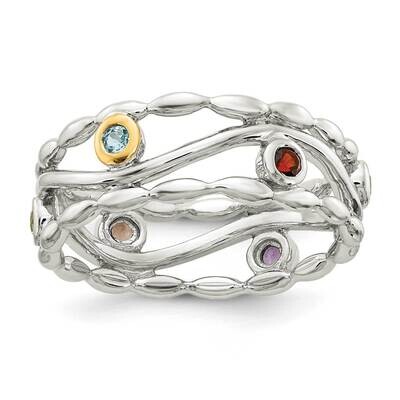 Multi-colored Ring Sterling Silver with 14k Gold Accent QTC1552, MPN: QTC1552, 883957231532